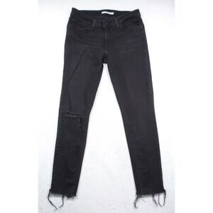 Levis Jeans Womens Size 28 Black Denim 711 Skinny Fit Stretch Low Rise Raw Hem